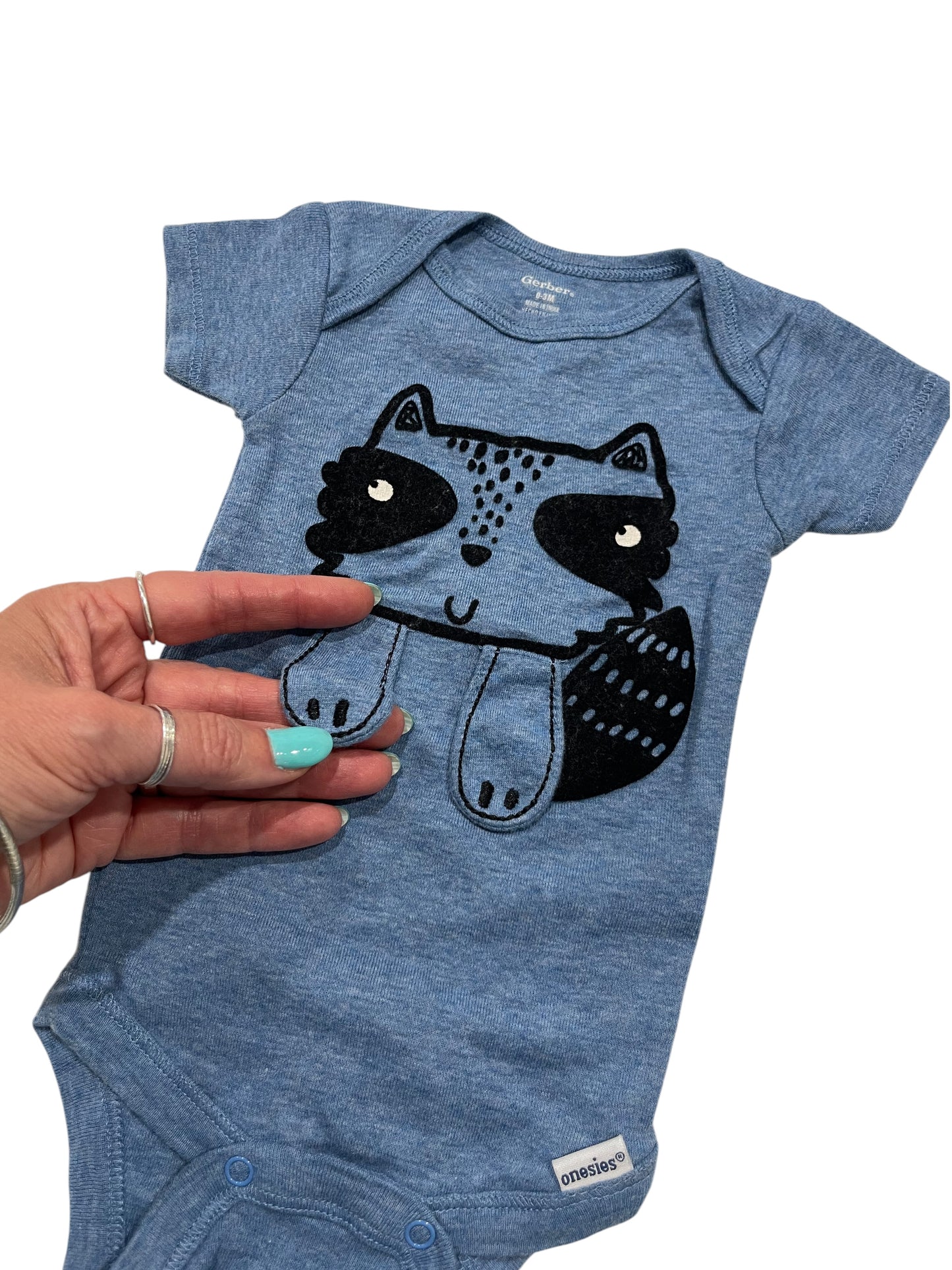 (0-3 mo) Infant Boy or Girl, Gerber Raccoon Onesie