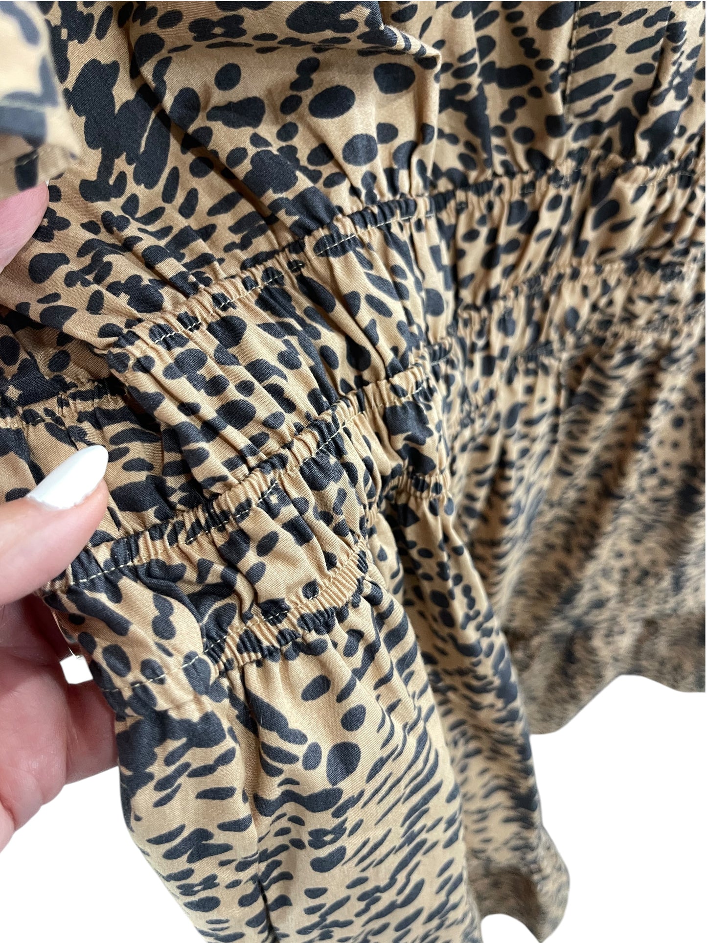 Women’s (XL) ANTHROPOLOGIE Sommerset Leopard Print Smocked V-neck Dress (sku 0032)