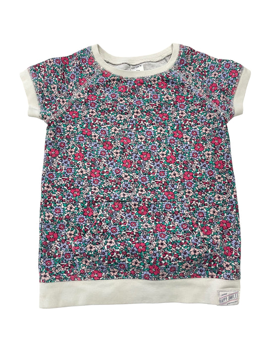(4T) Toddler Girl Summer Floral Short Sleeve Top