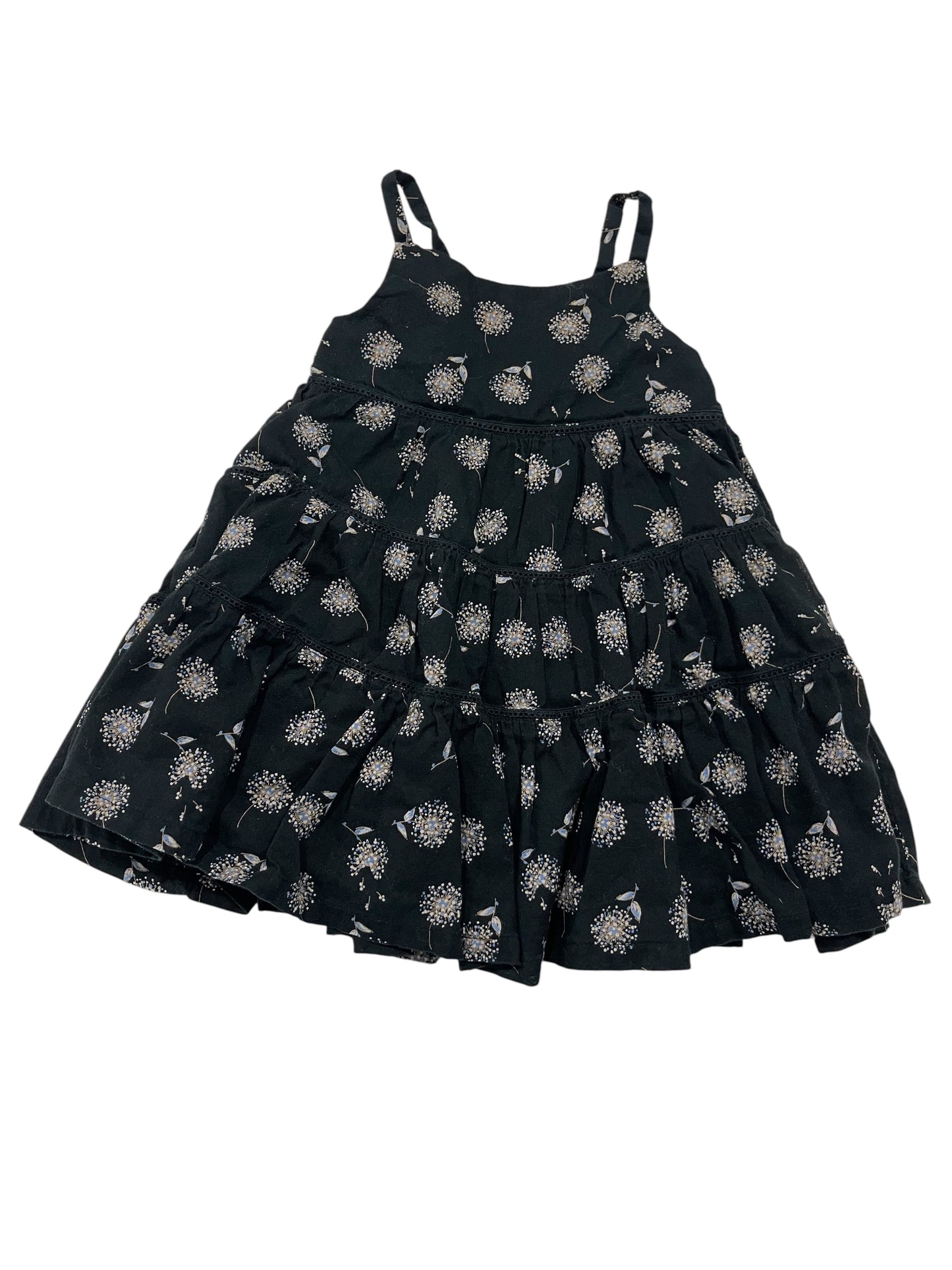 (6-12 mo) Infant Girl BABY GAP black floral, lined Summer Dress