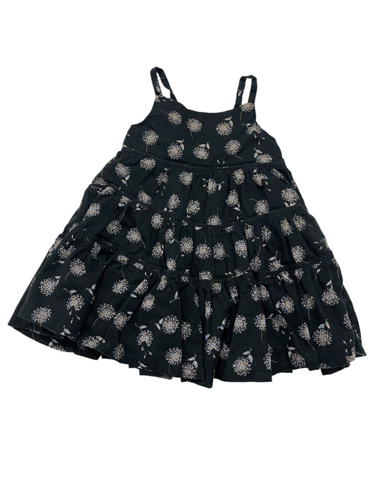 (6-12 mo) Infant Girl BABY GAP black floral, lined Summer Dress