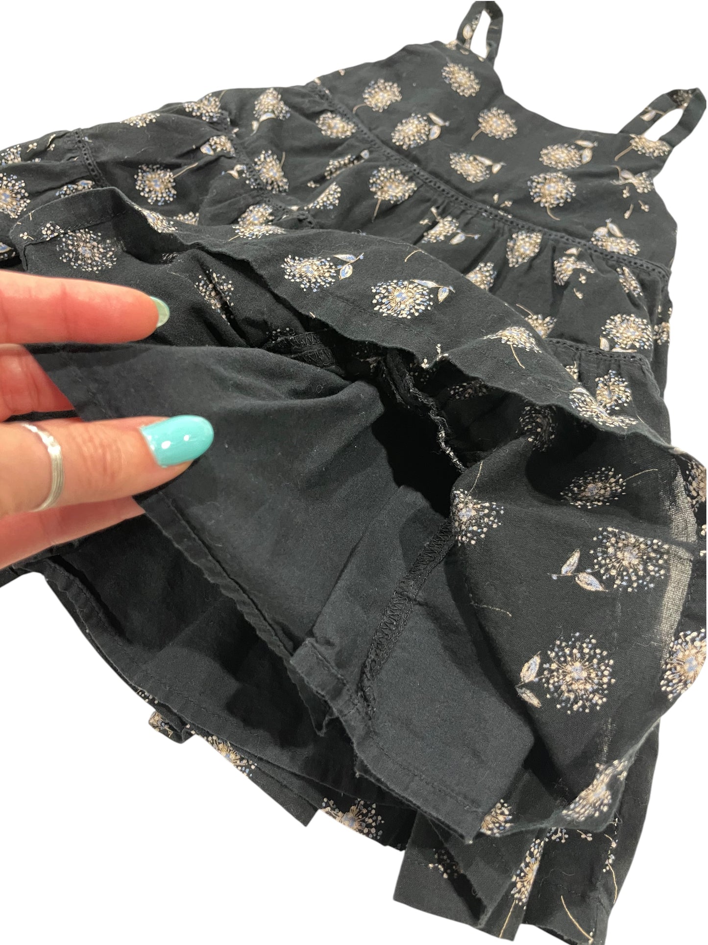 (6-12 mo) Infant Girl BABY GAP black floral, lined Summer Dress