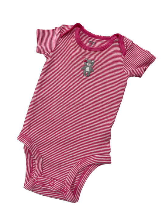 (3 mo) Infant Girl Hot Pink Striped Onesie