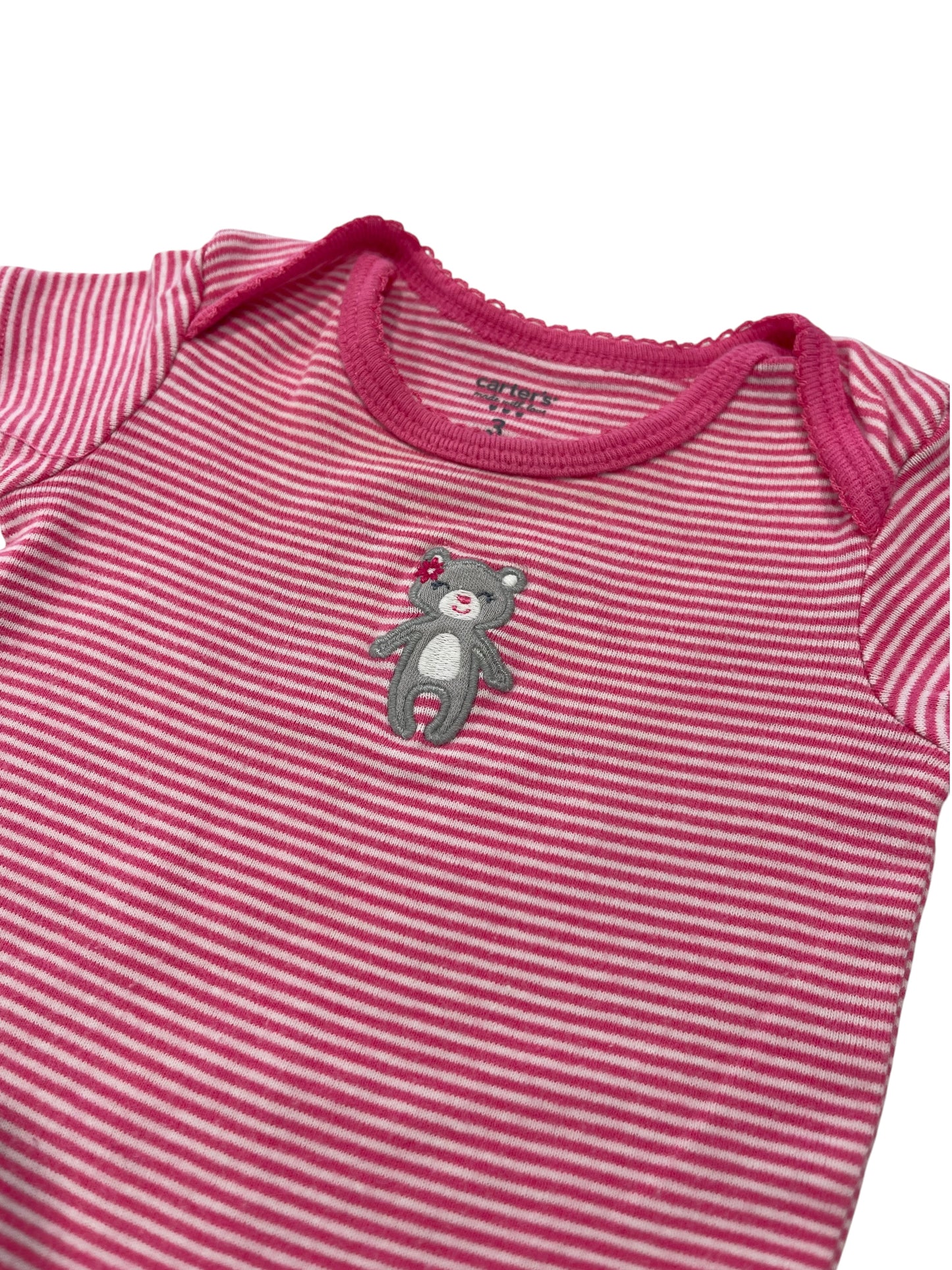 (3 mo) Infant Girl Hot Pink Striped Onesie