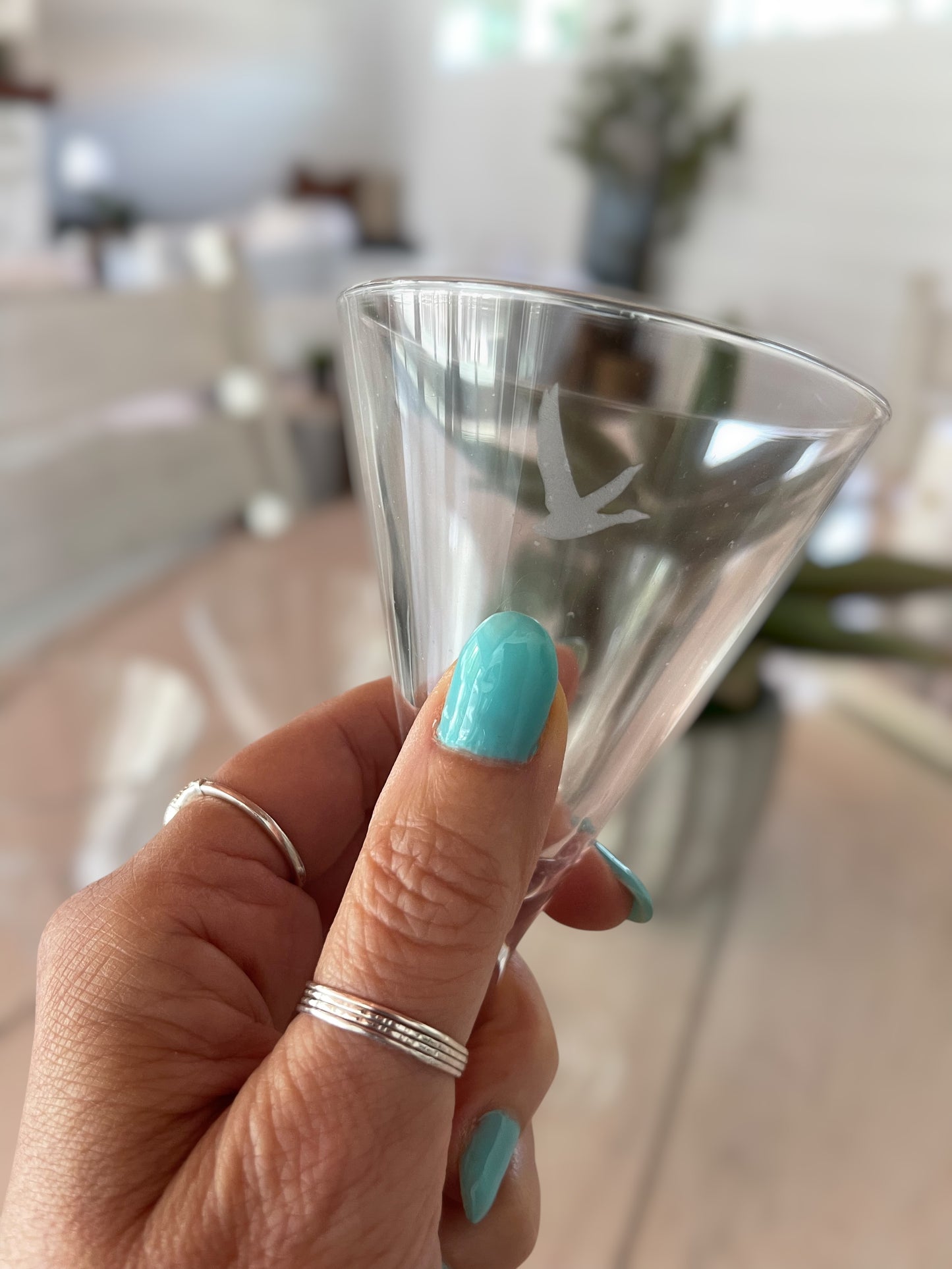 Set of 4 Etched Gray Goose Martini Glasses