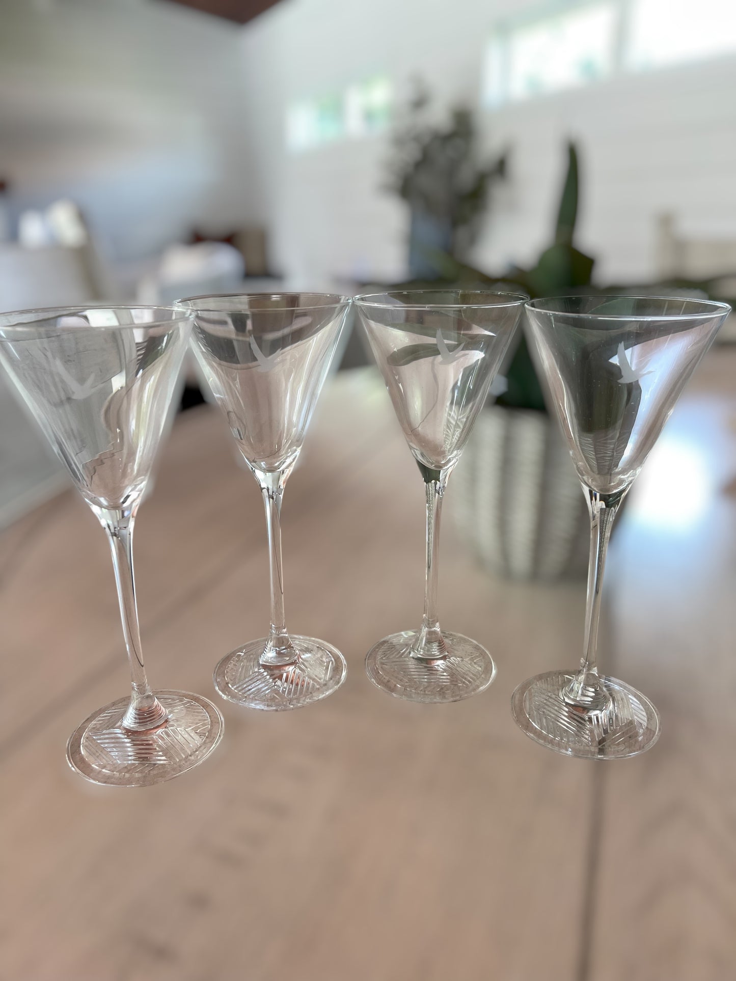 Set of 4 Etched Gray Goose Martini Glasses