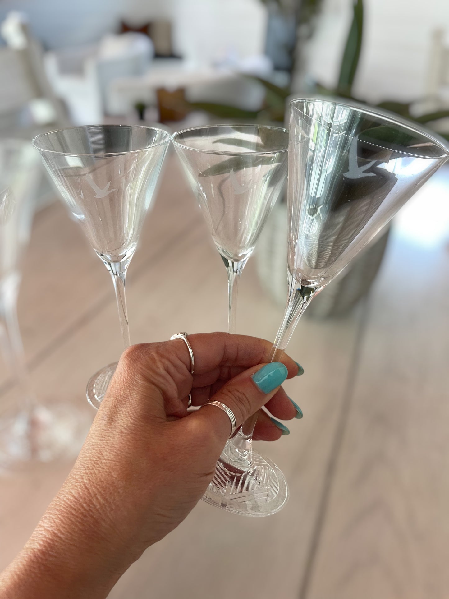 Set of 4 Etched Gray Goose Martini Glasses