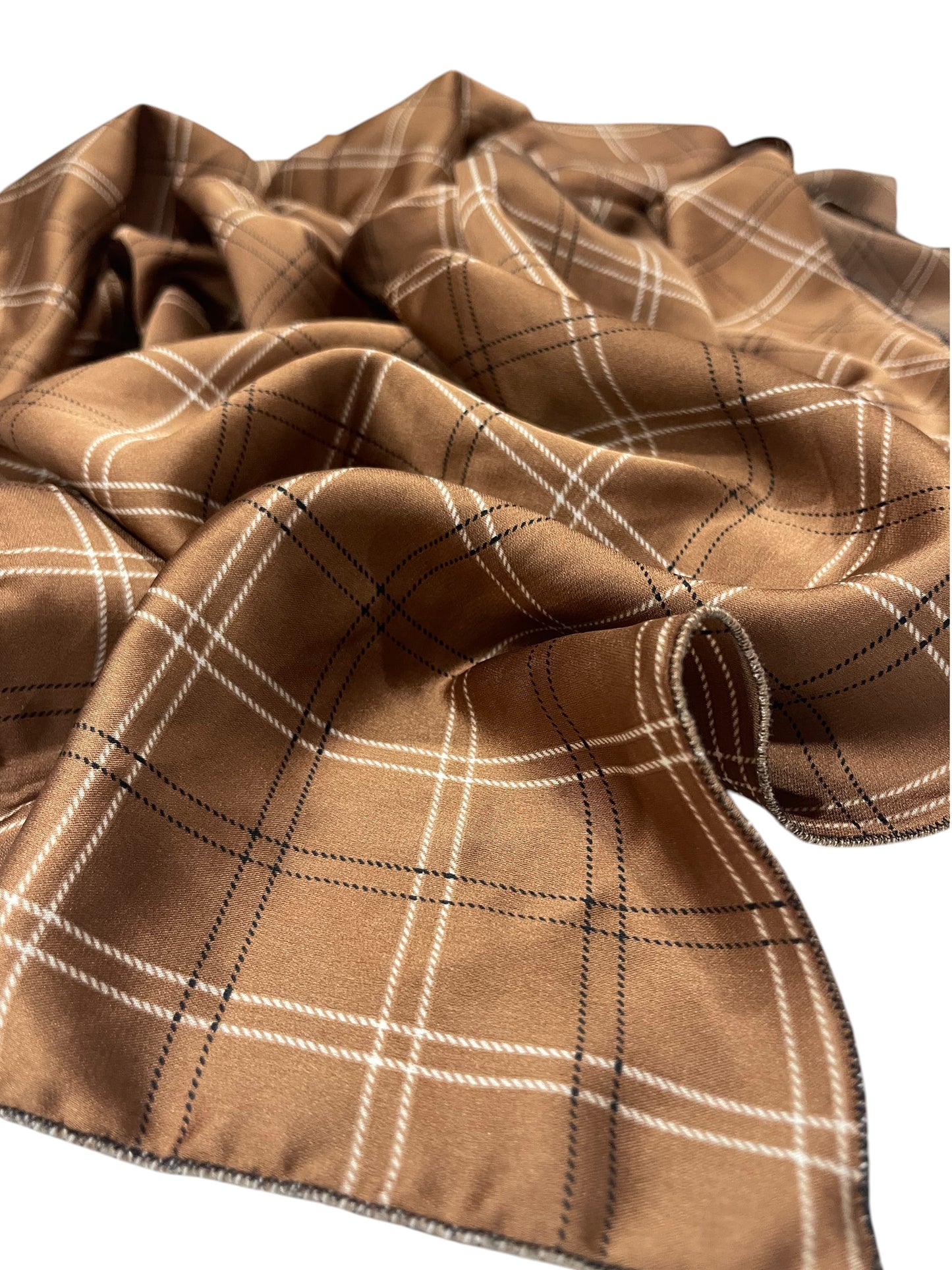(42” sq) Brown Plaid Fashion Scarf