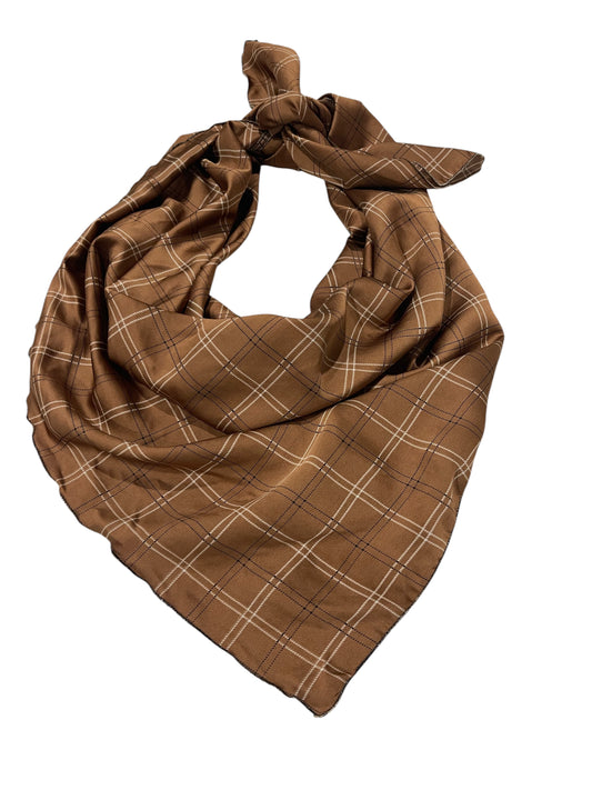 (42” sq) Brown Plaid Fashion Scarf