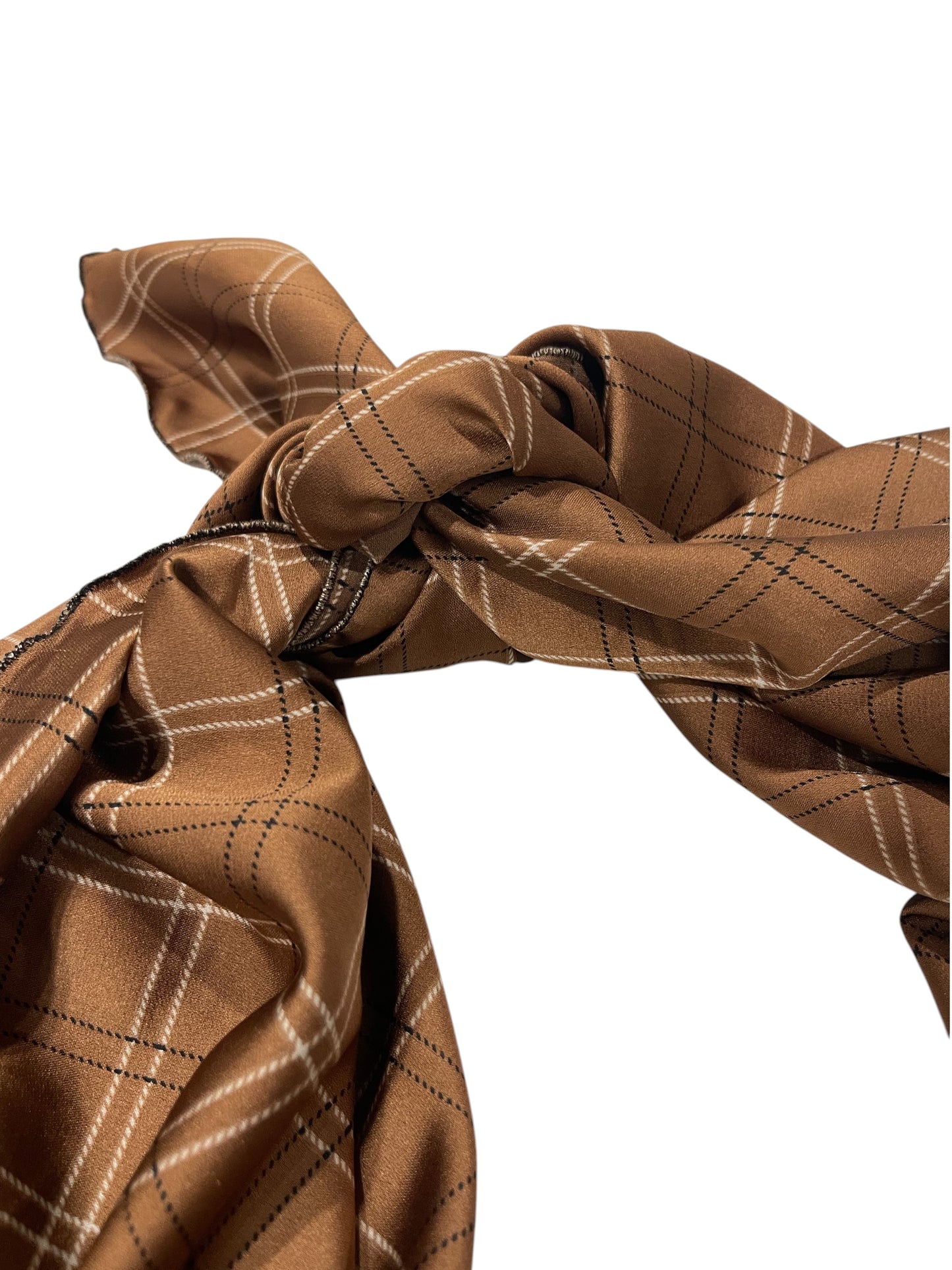 (42” sq) Brown Plaid Fashion Scarf