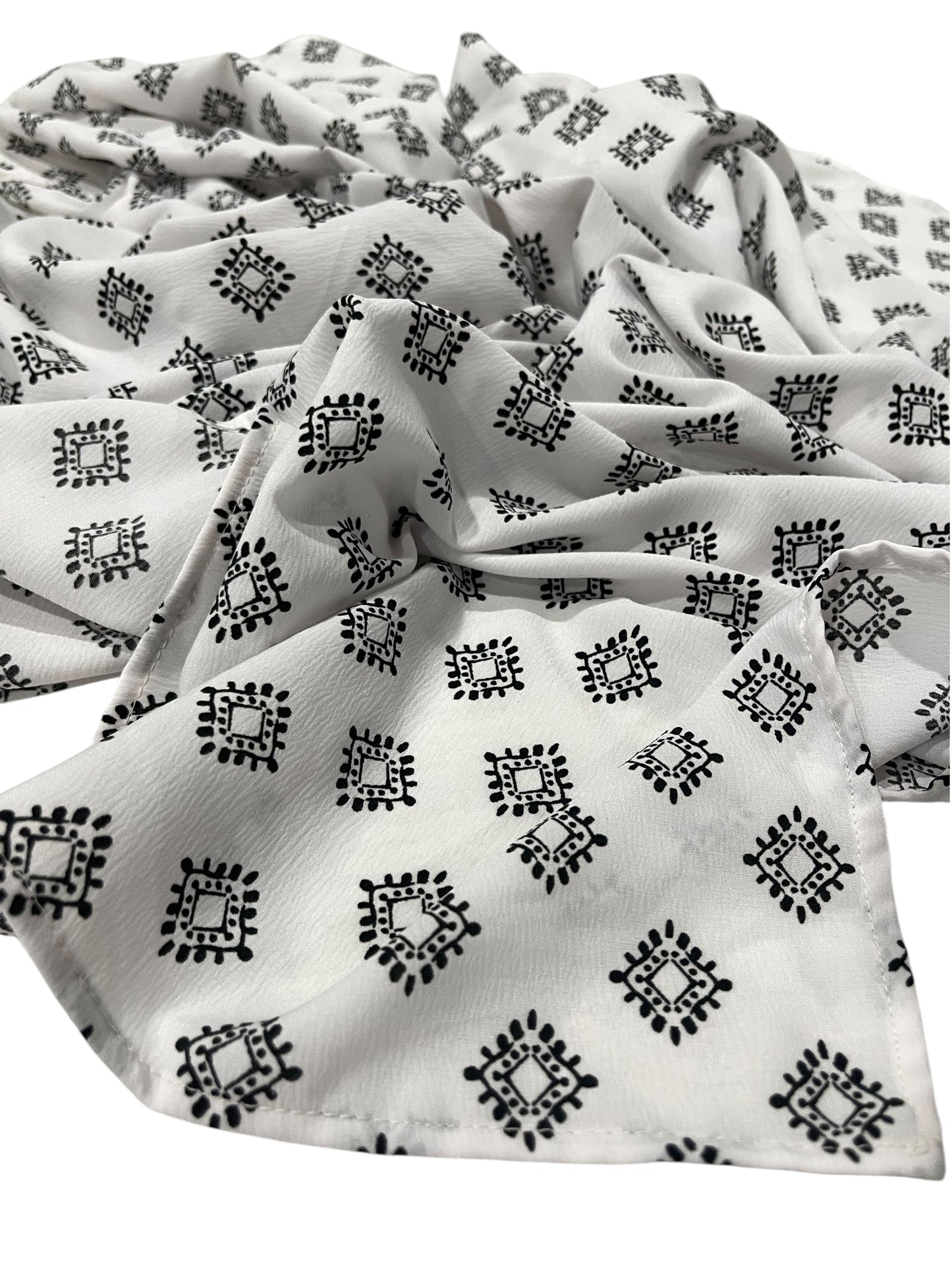 (40” sq) Black and White Fashion Scarf