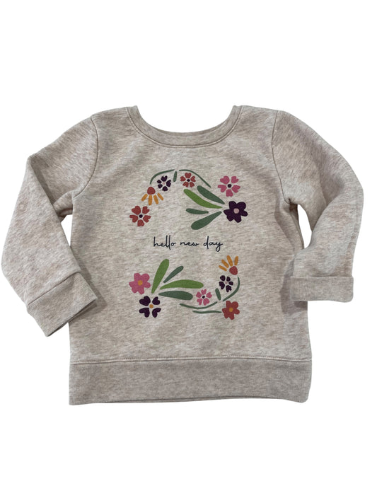 (2T) Toddler Girl Crewneck Sweatshirt ~ hello new day