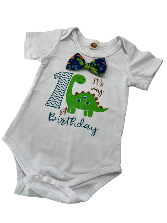 (12-18 mo) Infant Boy, 1st Birthday/Dino/Bow-Tie, ONESIE