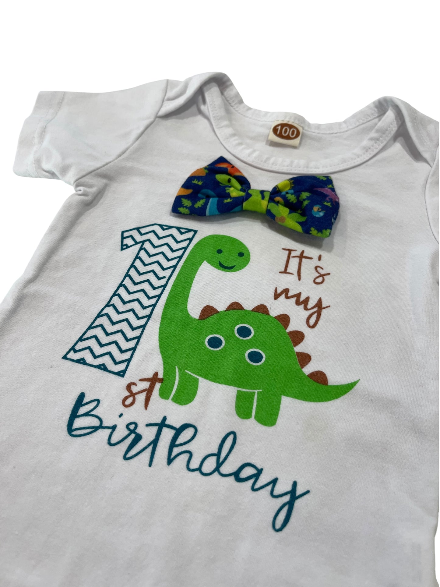 (12-18 mo) Infant Boy, 1st Birthday/Dino/Bow-Tie, ONESIE