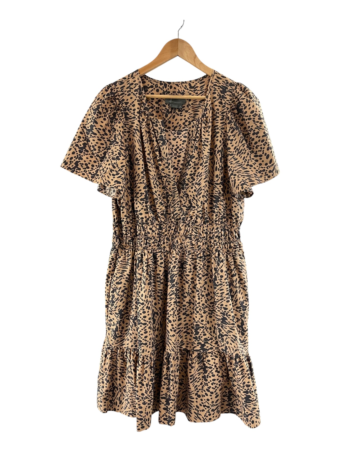 Women’s (XL) ANTHROPOLOGIE Sommerset Leopard Print Smocked V-neck Dress (sku 0032)