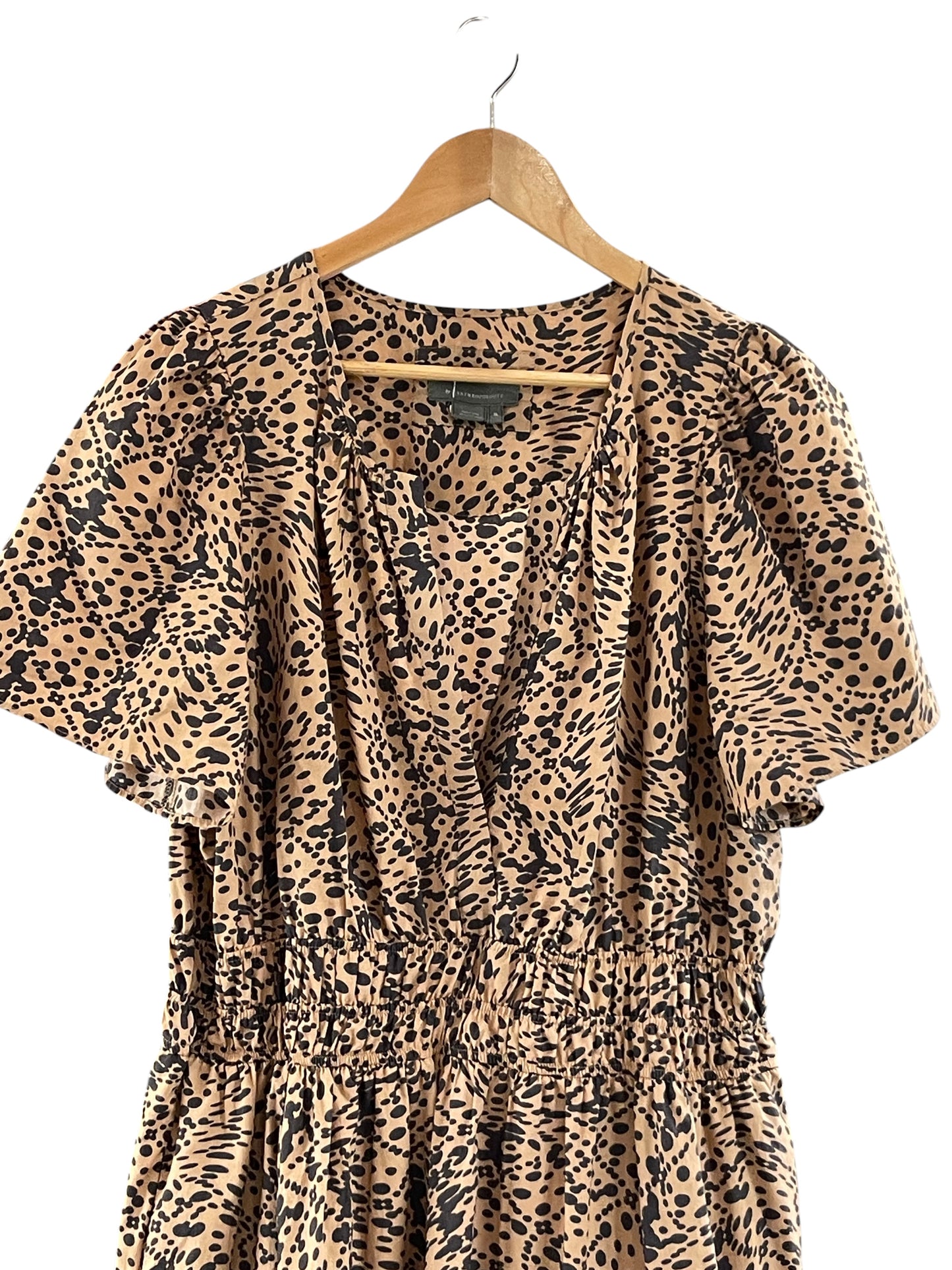 Women’s (XL) ANTHROPOLOGIE Sommerset Leopard Print Smocked V-neck Dress (sku 0032)