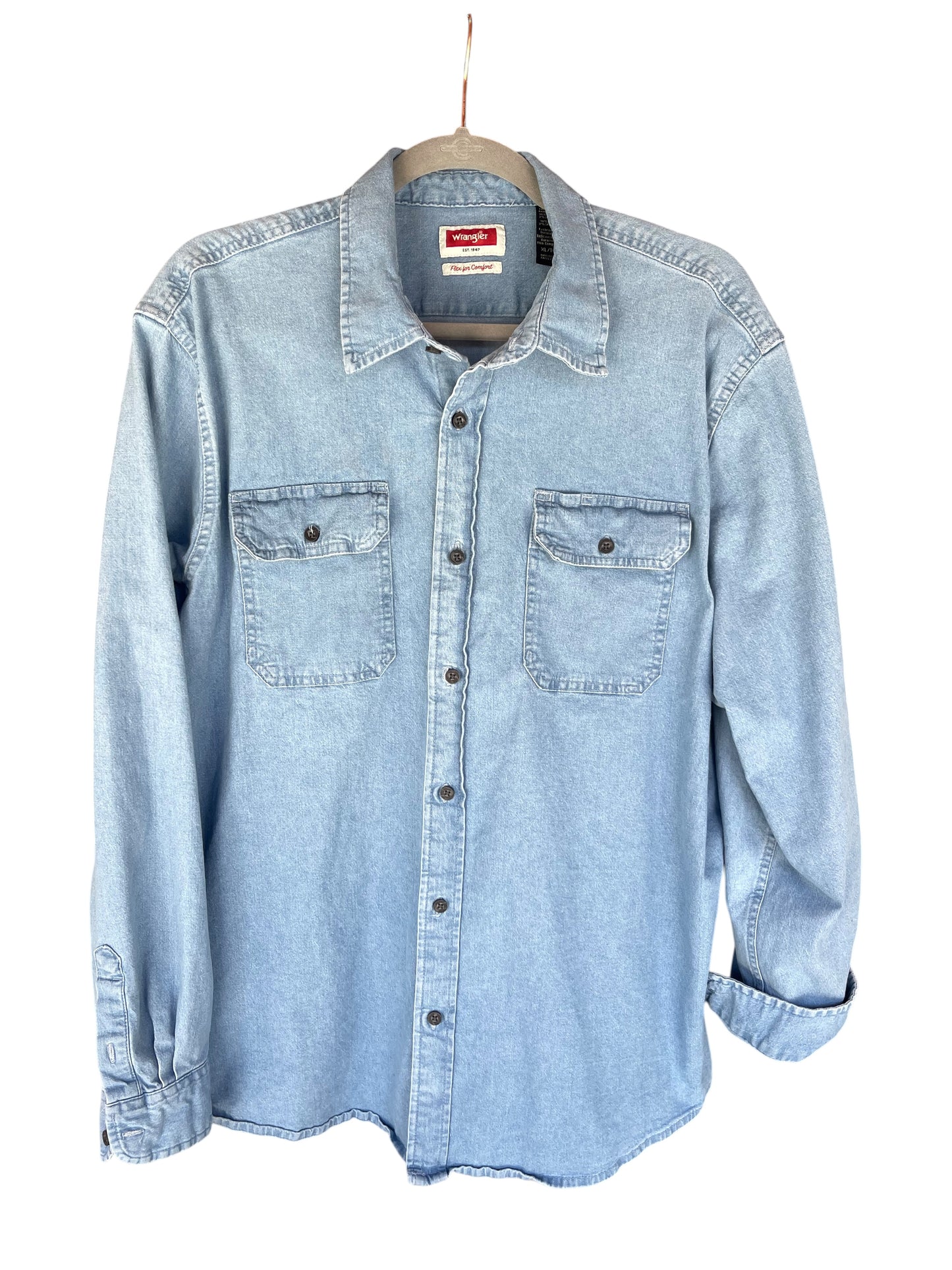 Women’s (Men XL) Wrangler Heavy Denim Button Up Shirt (sku 0025)