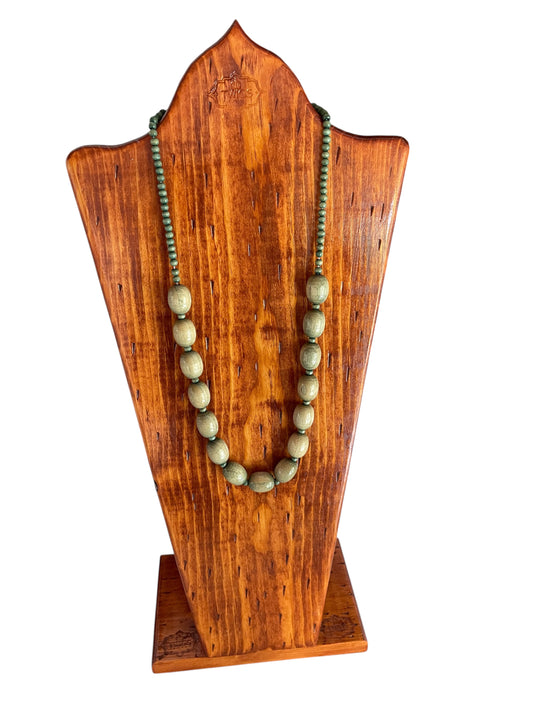 Moss Fields Wooden Bead Necklace (sku 0065)