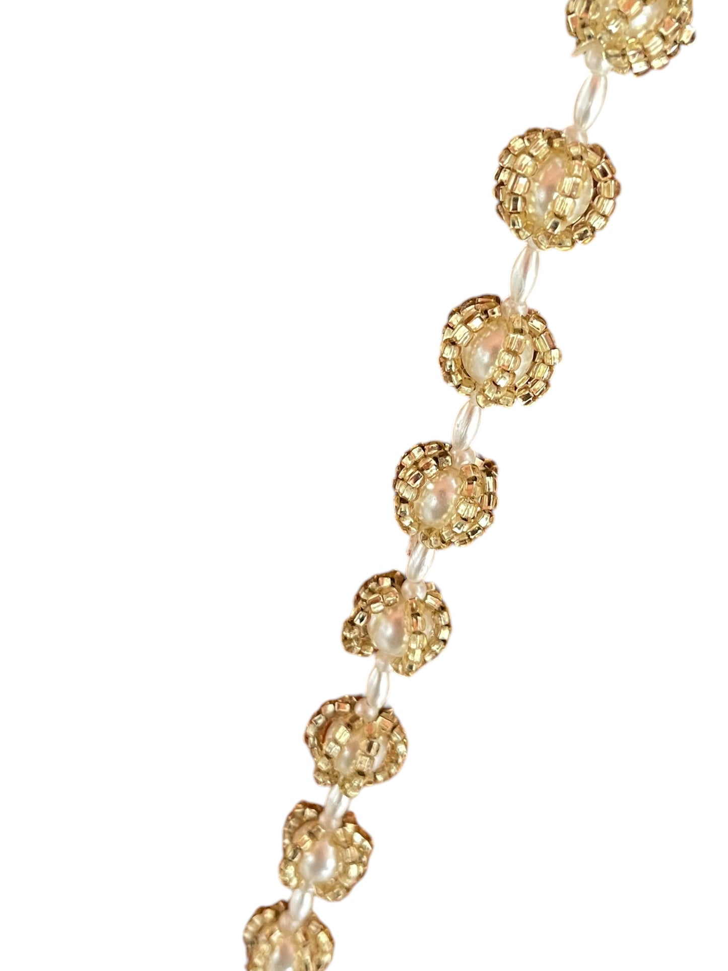 18” Vintage Necklace [Gold Beads & Pearls] (sku 0067)
