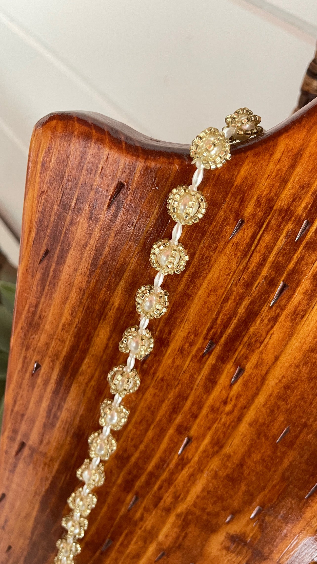 18” Vintage Necklace [Gold Beads & Pearls] (sku 0067)