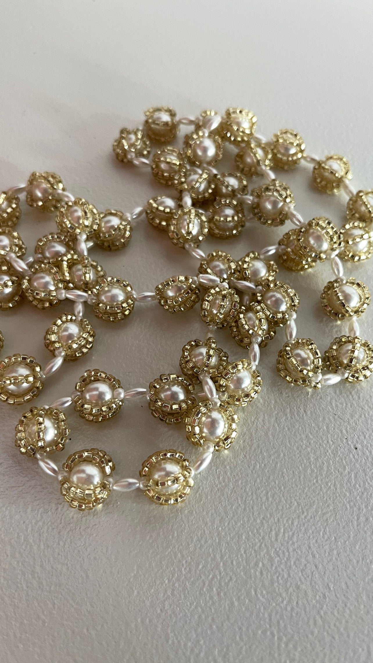 18” Vintage Necklace [Gold Beads & Pearls] (sku 0067)