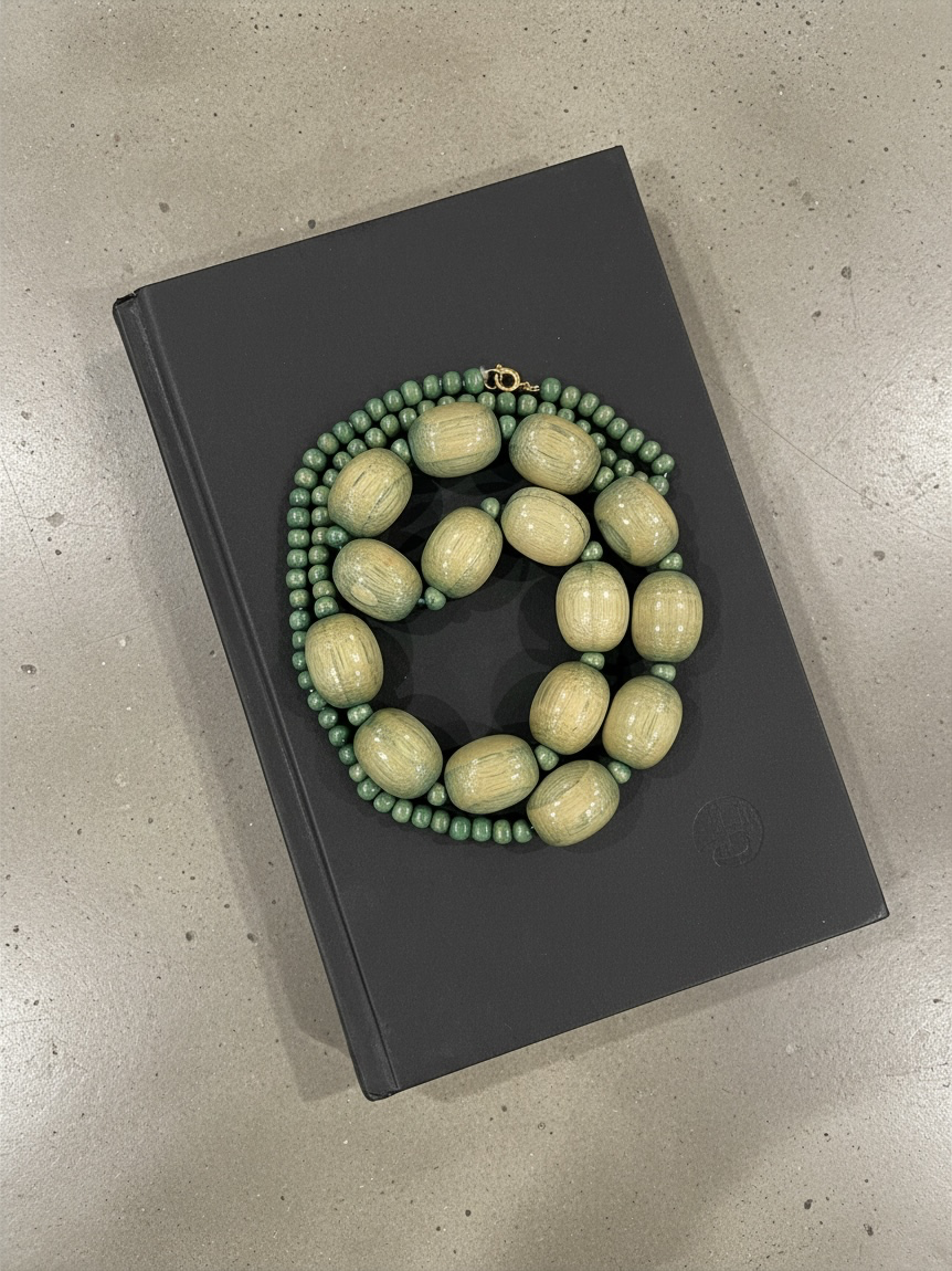 Moss Fields Wooden Bead Necklace (sku 0065)