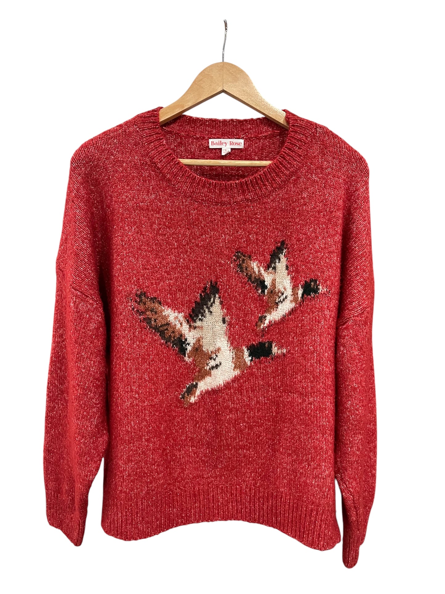 Women’s (L) Bailey Rose Flying Ducks Knit Sweater (sku 0128)