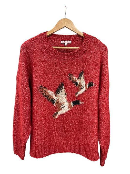 Women’s (L) Bailey Rose Flying Ducks Knit Sweater (sku 0128)