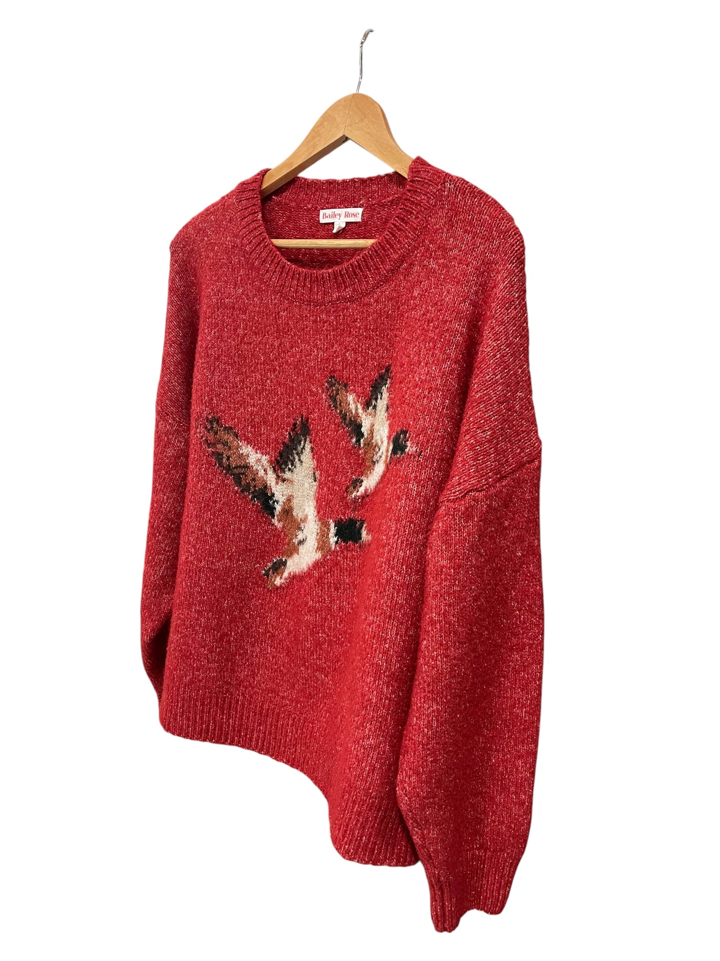 Women’s (L) Bailey Rose Flying Ducks Knit Sweater (sku 0128)