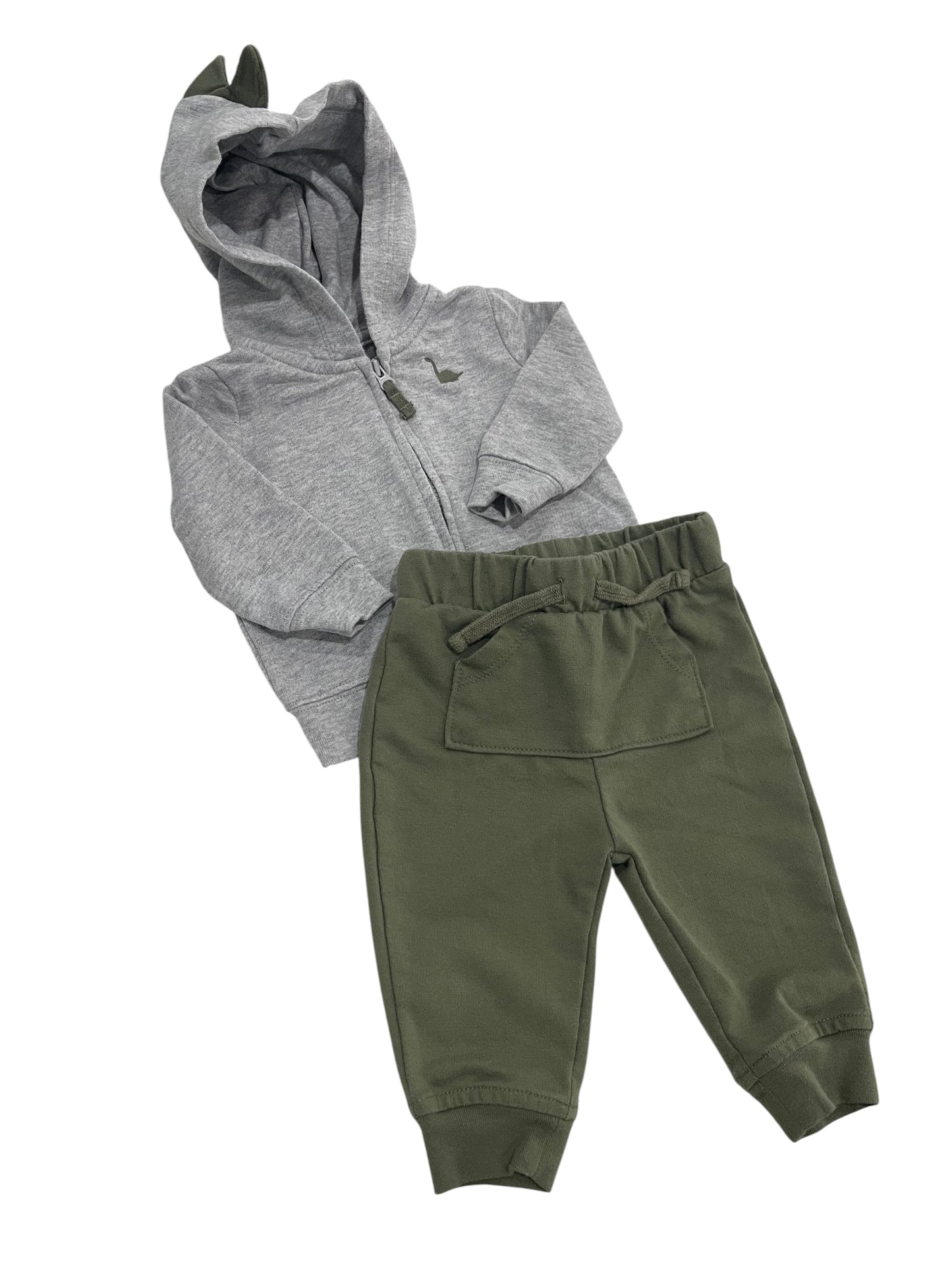 Infant (3 M) Olive Green Cozy Dino Jogger Set (sku 0153)